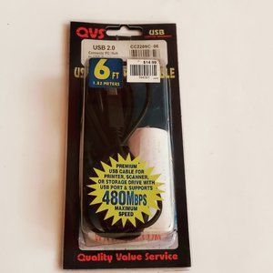 USB 2.0 6ft High Speed Cable QVS Premium